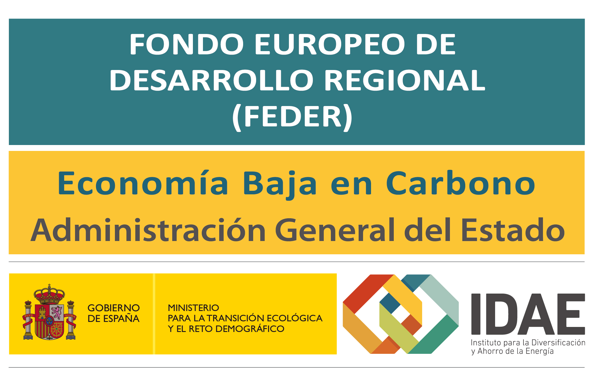 Fondo Europeo de Desarrollo Regional (FEDER). Economía Baja en Carbono. AGE  (Logotipo)