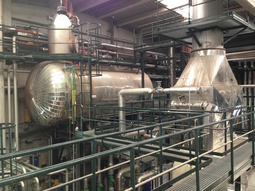 Detalle caldera de recuperación en las instalaciones COVAP en Pozoblanco. Planta de cogeneración de 8MW para producción de calor, frío y electricidad