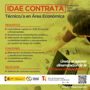 IDAE Contrata Técnico/a en Área Económica