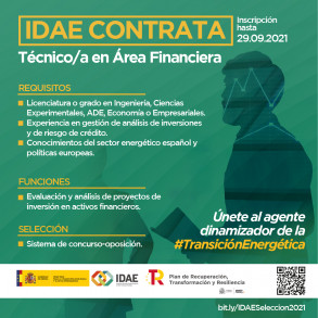 IDAE Contrata Técnico/a en Área Financiera